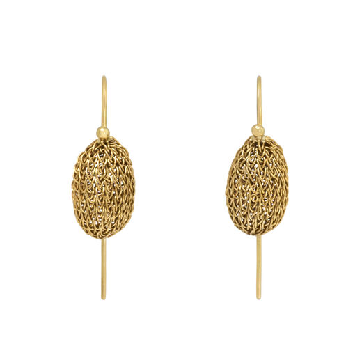 Mini woven pod earrings by Milena Zu